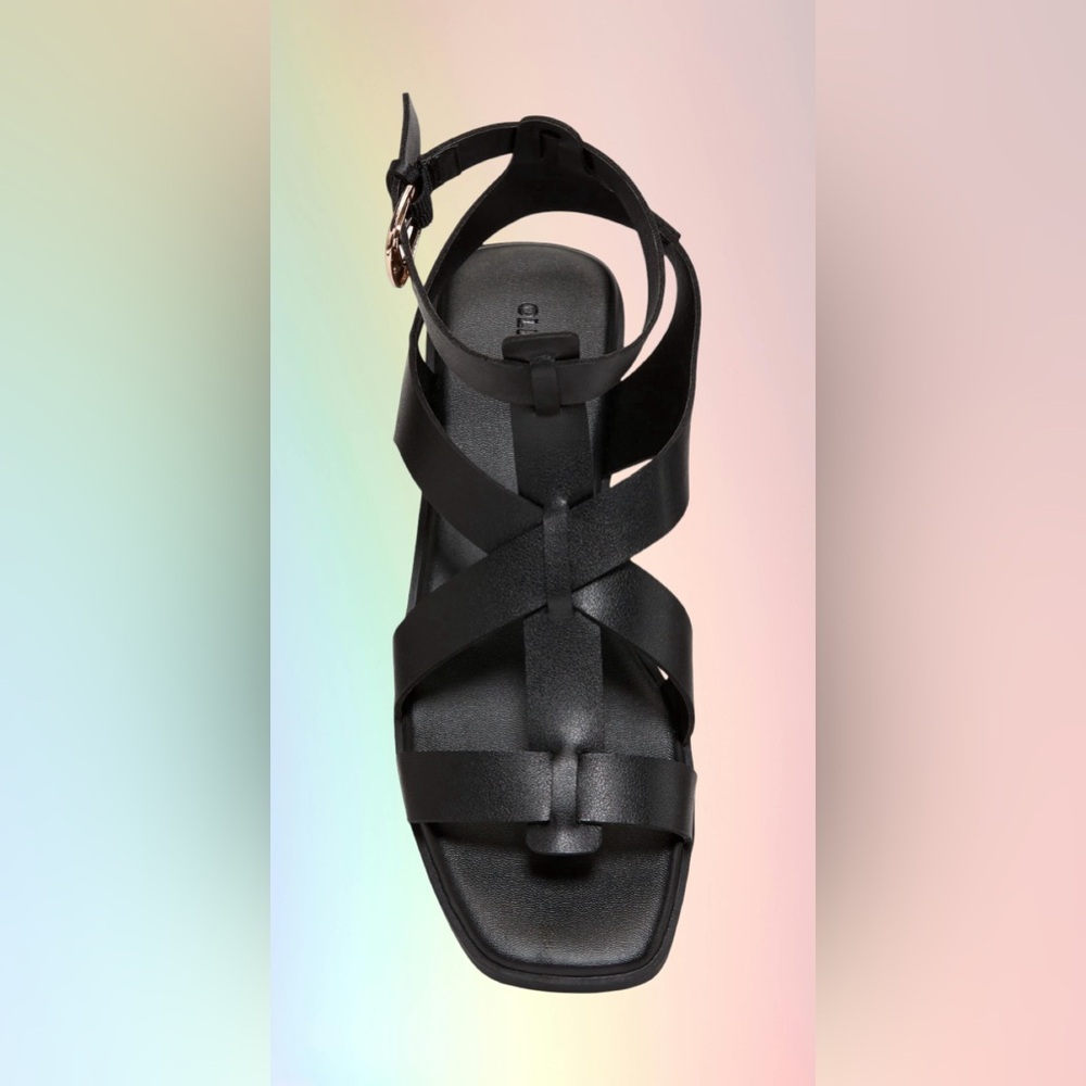 NWTSđGAP OLD NAVY SZ 8đBLACK STRAPPY GREEK GLADIATOR SANDALS GOLD HARDWARE - Picture 9 of 13